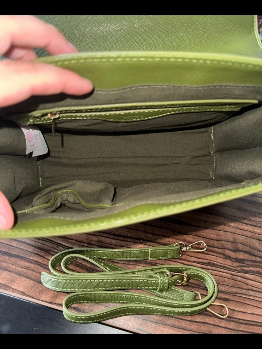 Trina Turk Olive Green Structured Top-Handle Satchel